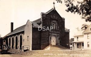 Ohio Postcard Real Photo RPPC c1930s JEFFERSON Catholic Church Building