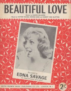 Beautiful Love Edna Savage Rare Sheet Music