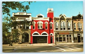 MEDINA, OH Ohio ~ Street Scene FIRE HOUSE Town Hall Card Shoppe  c1960s Postcard