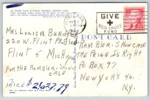 Flint Michigan~General Motors Corp~AC Spark Plug Division~Sign~Fence~1957 PC