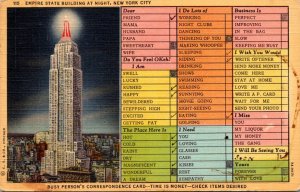 Humour Busy Person's Correspondence Card Empire STate Building At Night ...