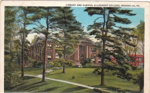 Postcard Library + Campus  Allegheny College Meadville PA