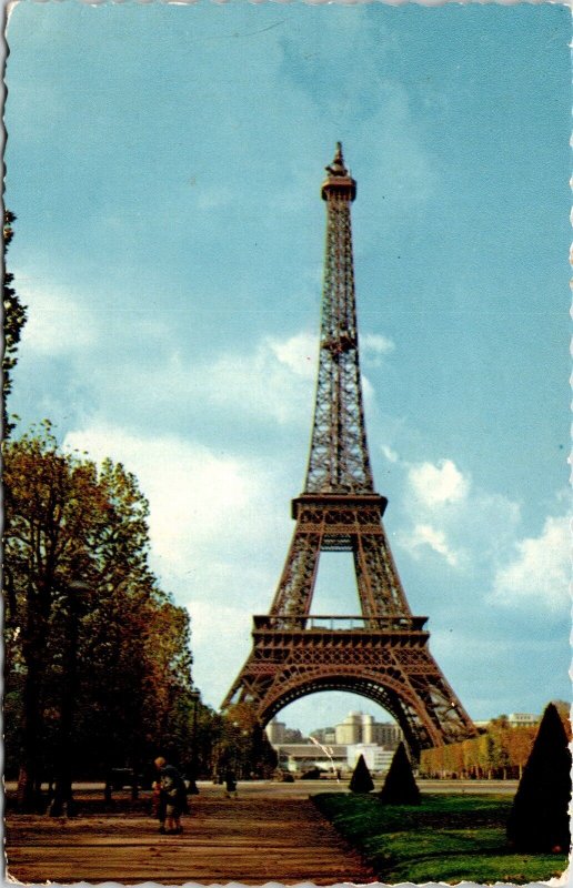 Paris France Eiffel Tower Historic Landmark Chrome Cancel WOB Postcard 