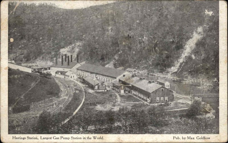 Hastings WV West Virginia Largest Gas Pump Station in World Used Postcard