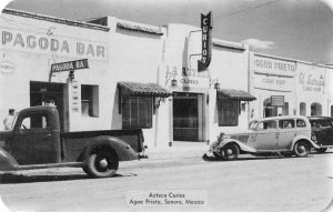 Agua Prieta Sonora Mexico Axteca Curios Pagoda Bar Vintage Postcard AA55921