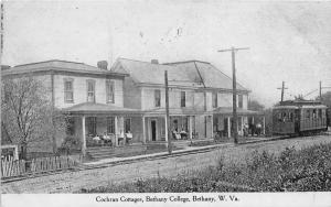 E83/ Bethany West Virginia Postcard 1910 Cochran Cottages Trolley