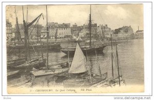 Le Quai Caligny, Sailboats, Cherbourg (Manche), France, PU-1913