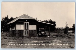 Itasca State Park Minnesota MN Postcard RPPC Photo Cabin At Headwater Car Scene