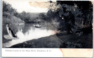 Postcard - Fishing is good on the Sioux River - Flandreau, South Dakota