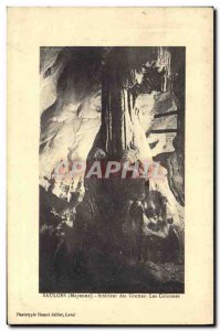 Old Postcard Interior Saulges Caves Columns