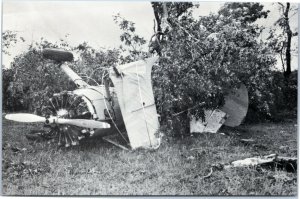 Crushed plane Hackettstown New Jersey airport after 1994 tornado postcard #1003