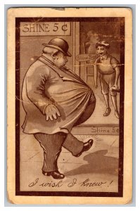 Postcard Shine Boss? I Wish I Knew Vintage Standard View Comic Card Fat Man