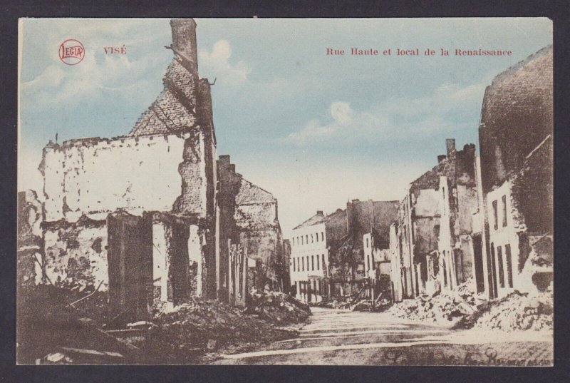 BELGIUM, Postcard, Visé, Rue Haute et local de la Renaissance, WWI ...