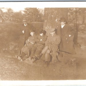 c1910s Mysterious Mob-like Men Gang RPPC Enigmatic Trenchcoats Real Photo A142