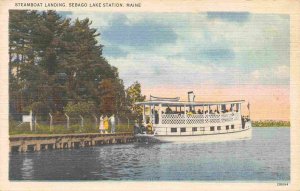 Steamer Steam Boat Landing Sebago Lake Station Maine 1930s postcard