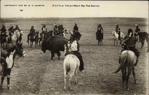 Buffalo Hunting Native Americana Indians WH Martin c1910 Real Photo Postcard