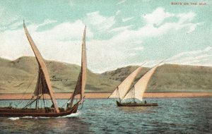 Vintage Postcard Boats On The Nile Small Boats With Triangular Sail