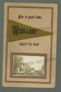 Wood Lake MINNESOTA RPPC 1912 MAIN STREET nr Granite Falls Marshall Clarkfield