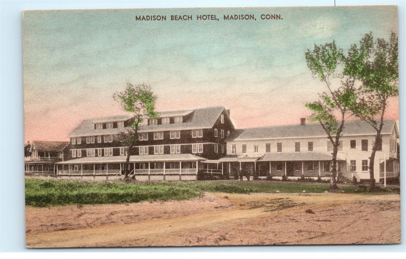 Madison Beach Hotel Madison Connecticut Conn Vintage HAND COLORED Postcard C93