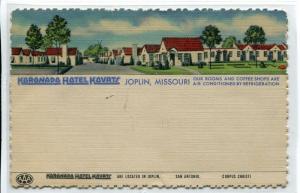 Koronado Hotel Kourts US Route 66 Highway Joplin Missouri 1951 postcard