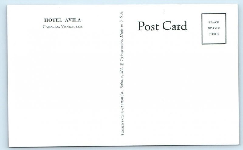 Hotel Avila CARACAS Venezuela Postcard