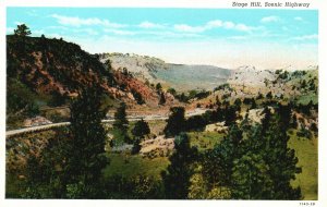 Vintage Postcard 1930's Stage Hill Scenic Highway South Scottsbluff Nebraska NE