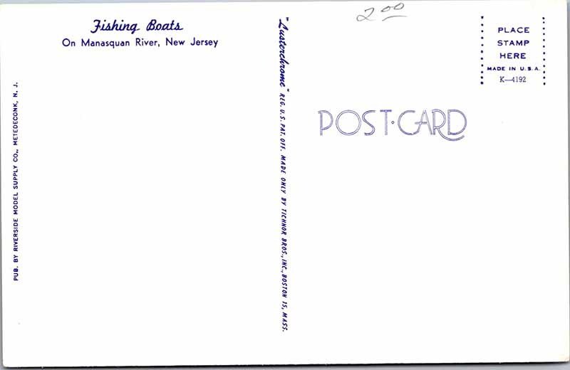 Postcard PIER SCENE Manasquan River New Jersey NJ AO8528