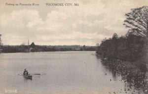Pocomoke City Maryland Fishing on Pocomoke River Scenic View Postcard AA82577