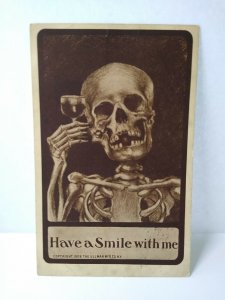 Halloween Postcard Ullman Fantasy Skeleton Death Drinks 1910 South Bend IND 160