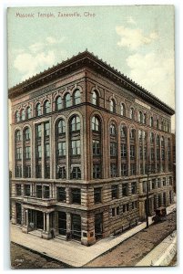 1912 Masonic Temple Zanesville Ohio Postcard  