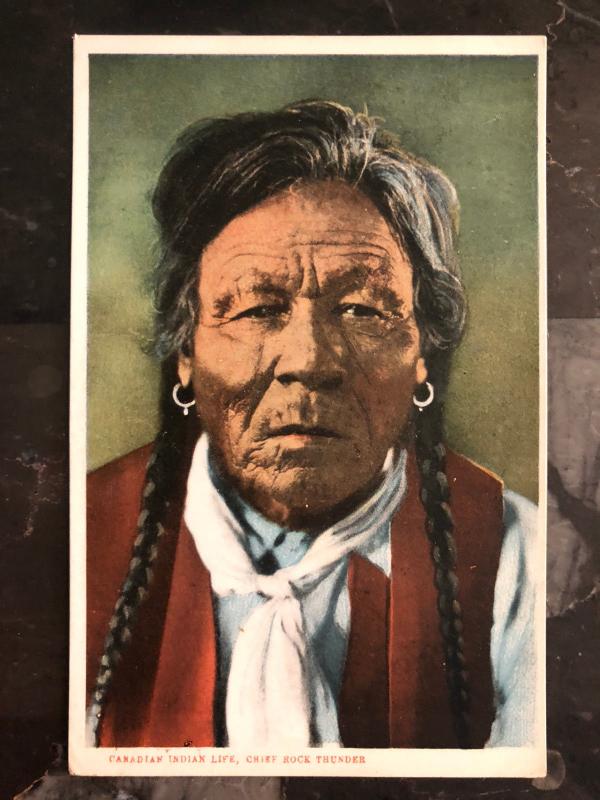 Mint Postcard Native American Indian Chief Rock Thunder Canada