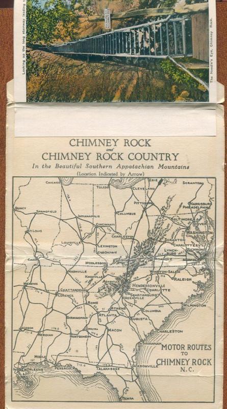 Chimney Rock Section Western North Carolina nc Lake Lure postcard folder #2