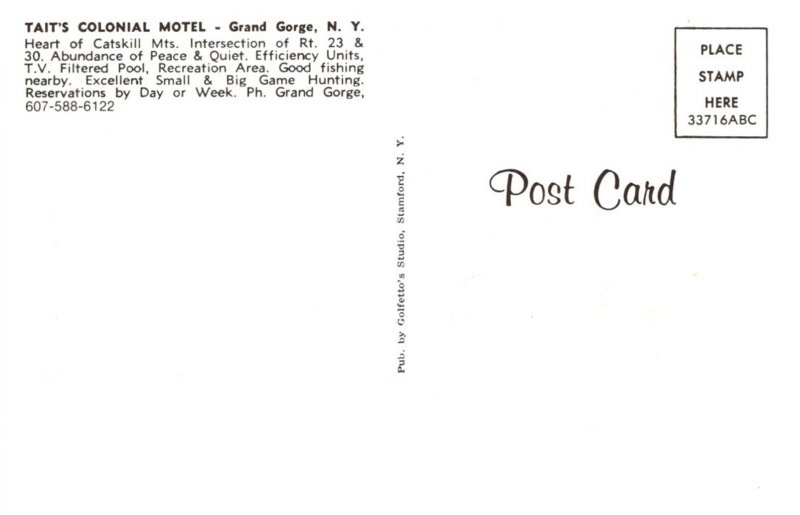 New York   Grand Gorge , Tait's Colonial Motel , multi-view
