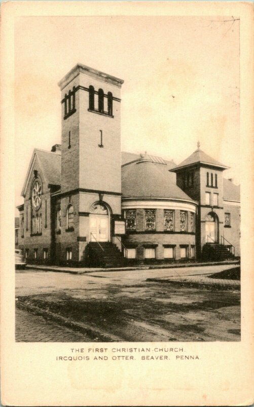 Vtg Postcard 1910s Beaver PA The First Christian Church 381 Iroquois Pl UNP