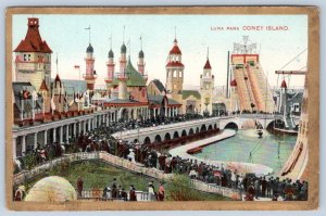 1910's LUNA PARK CONEY ISLAND NY PRINTED IN GERMANY THEOCHROM ANTIQUE POSTCARD