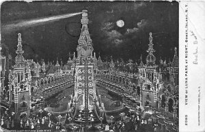 View of Luna Park at Night Coney Island, New York, USA Amusement Park 1906 