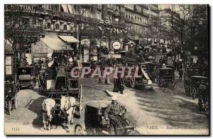 Paris Postcard Old Boulevard Montmartre (many coachmen horses) TOP