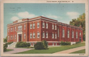 Linen~State Armory Burlington Vermont~Vintage Postcard