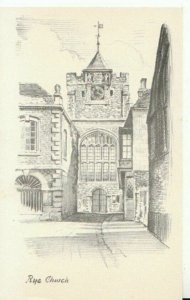 Sussex Postcard  - Rye Church - Pencil Sketch - Ref 19359A