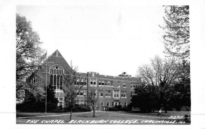 Carlinville Illinois Blackburn College Chapel Real Photo Antique Postcard K48275