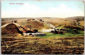 Modern Harvesting Hays Tractors in Plains Postcard