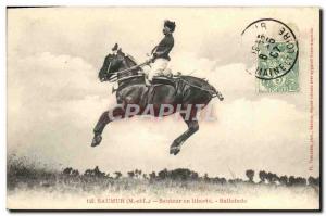 Old Postcard Saumur Horse Equestrian Jumper in freedom ballotade