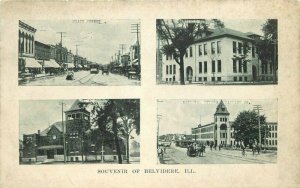 Automobile Belvedere Illinois multi View Trolley C-1910 Postcard 20-287