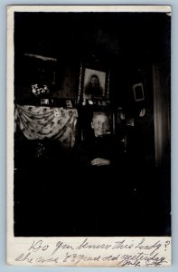 1911 Grandma Birthday House Interior Kingfield Maine ME RPPC Photo Postcard