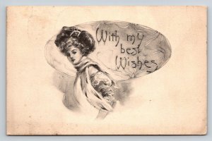 Edwardian Beauty Postcard With My Best Wishes New Waterford OH 1912 Posted