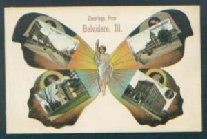 S1202 postcard Butterfly Multiview  Belvidere,  IL