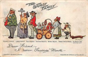 THE WURST FAMILY & DOG COMIC ARTIST SIGNED MEYER POSTCARD 1907