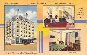 Hotel Columbia O'Farrell at Taylor San Francisco California linen postcard