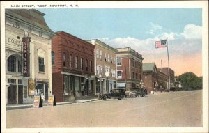 Newport New Hampshire NH Main Street Classic Cars Vintage Postcard