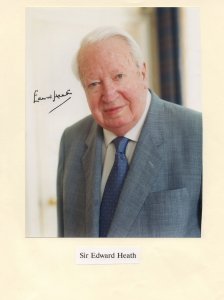 Edward Heath Conservative Ex Prime Minister Large Hand Signed Photo